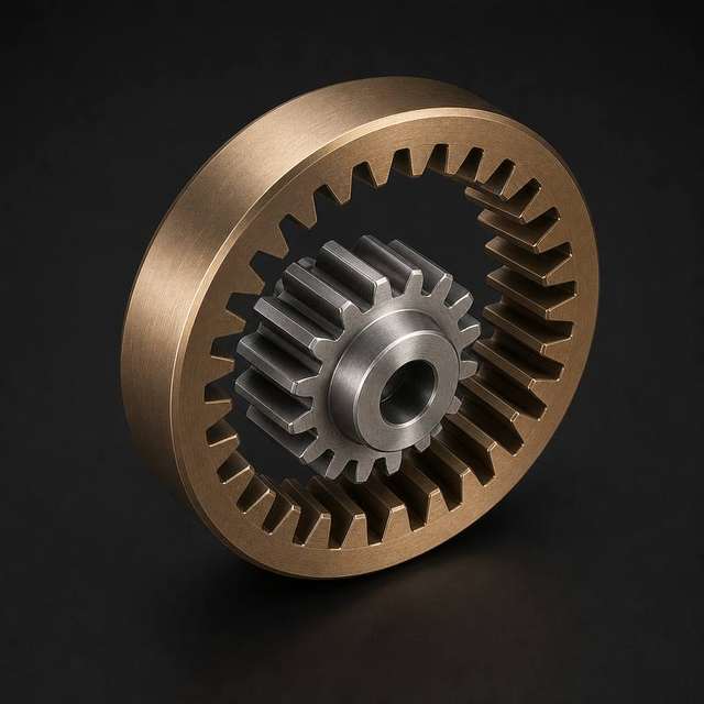 Internal ring gear with pinion