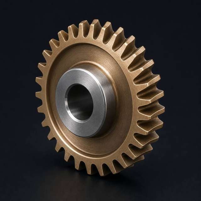 Bronze-gold worm wheel gear
