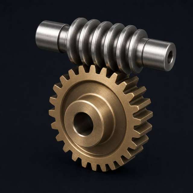 Silver worm meshing with bronze worm wheel